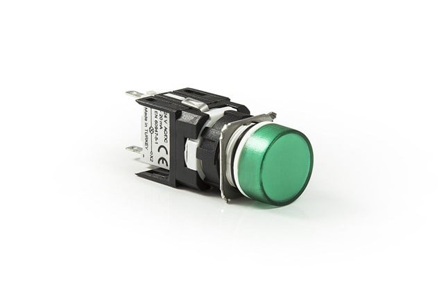 org_637618657376105457 Emas Ledli Sinyal Lambası Yeşil 12-24V Ac/dc - Görsel 1