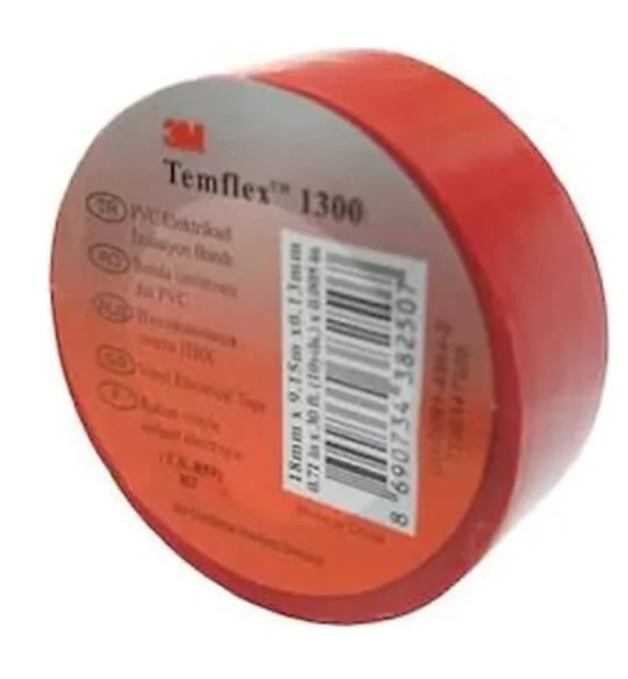 org_638049009985282759 3M Bant Temflex 1300E 18Mmx9.15m Kırmızı - Görsel 1