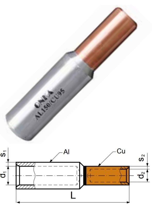 org_638115418522405700 Onka Bimetal Ek Muf 16Mm Al 10Mm Cu Al16/cu10 - Görsel 1