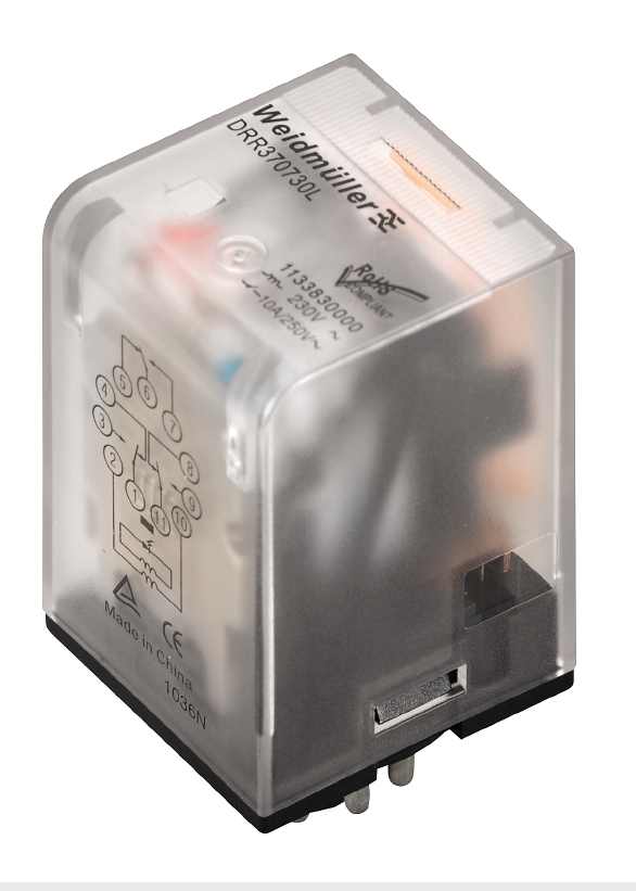 org_638155883362525980 Weidmüller Soketli Röle 24Vdc 10A Drr373024l - Görsel 1
