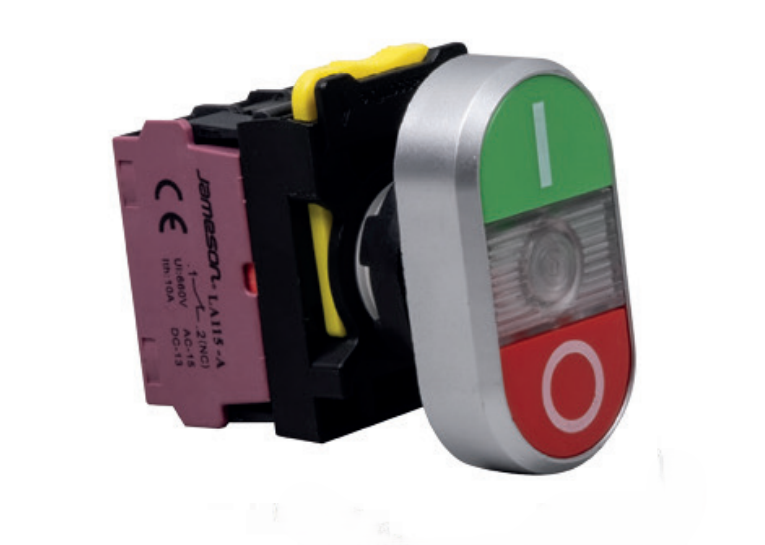org_638562975631553506 Jameson İkiz Buton Kırmızı-Yeşil 1Na+1nk 220V A1-11Rd - Görsel 1